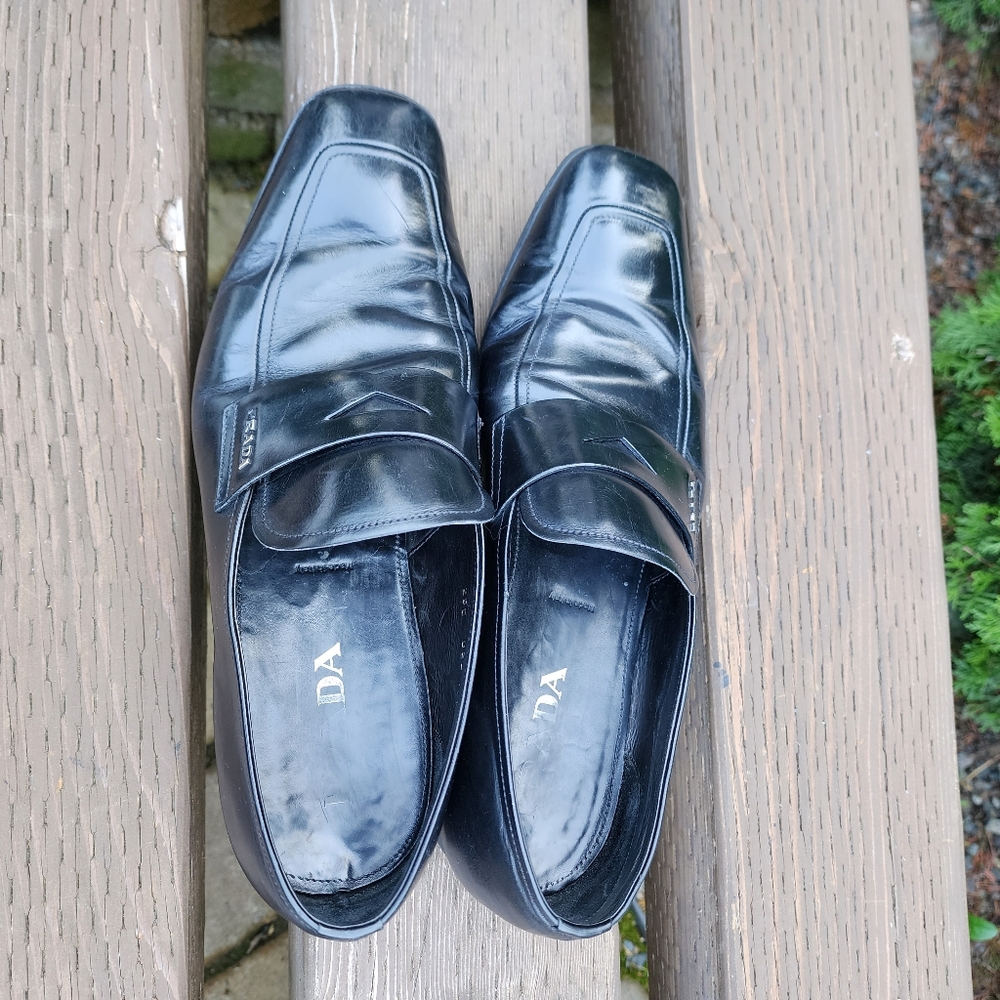 Prada Leather Black Penny Loafers Prada Size 10.5 US 11.5 made in Italy ๐ฎ๐น - Picture 5 of 12